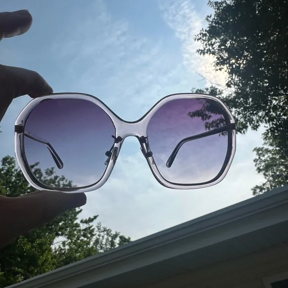 Coach Pink and Brown Geometric Sunglasses - Picture 4 of 5